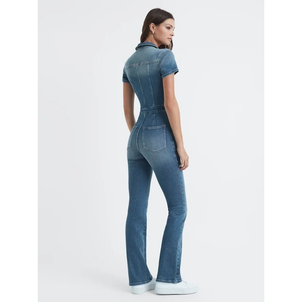 Good American Denim Jumpsuit NWT Sz 0 XS Fit for‎ Success Bootcut Stretch